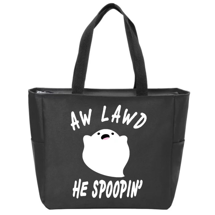 Aw Lawd He Spoopin' Concerned Ghost Design Zip Tote Bag