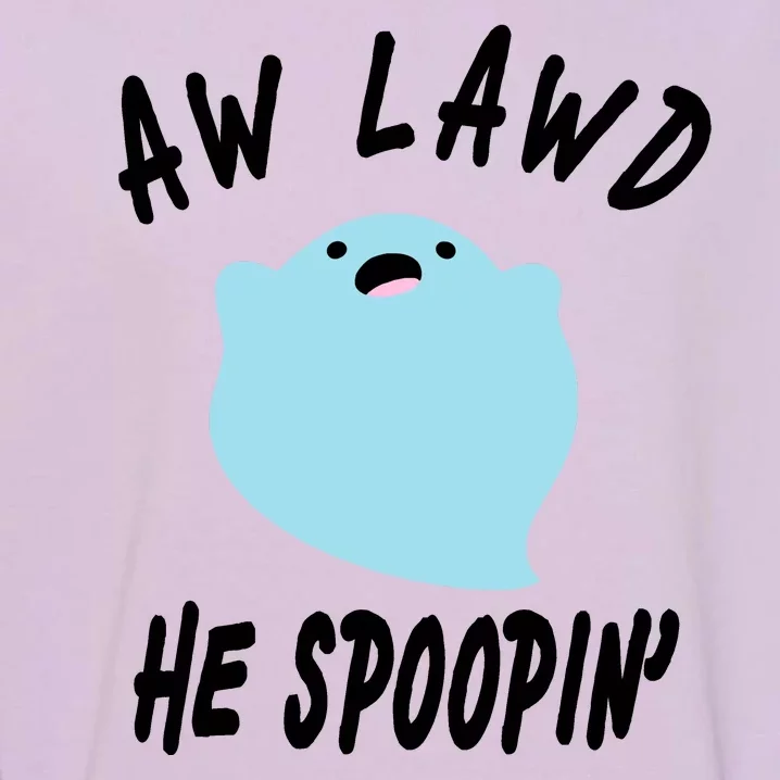 Aw Lawd He Spoopin' Concerned Ghost Design Garment-Dyed Sweatshirt