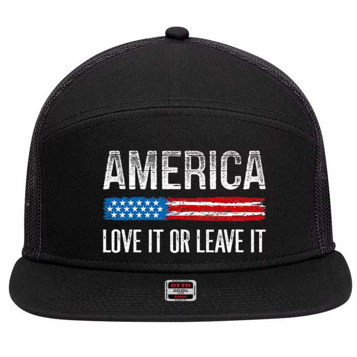 America Love It Or Leave It Vintage Style 7 Panel Mesh Trucker Snapback Hat