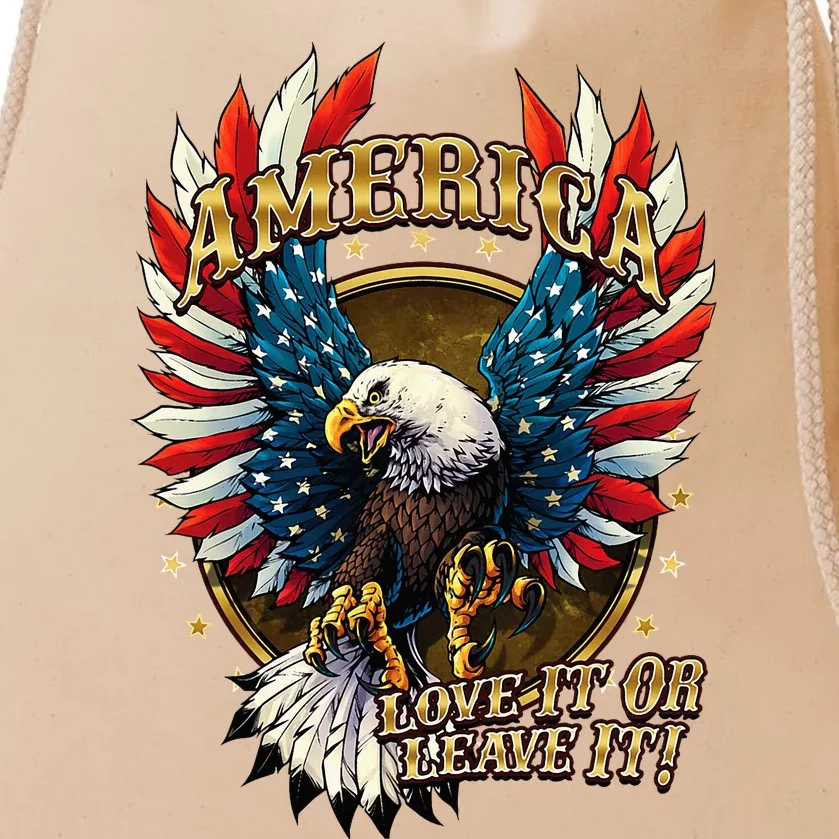 America Love It Or Leave It Patriotic Eagle Drawstring Bag