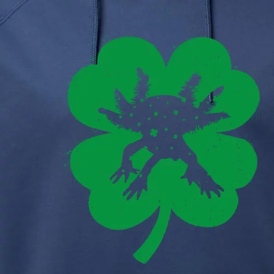 Axolotl Lover Irish Shamrock Leaf St PatrickS Day Cute Gift Performance Fleece Hoodie