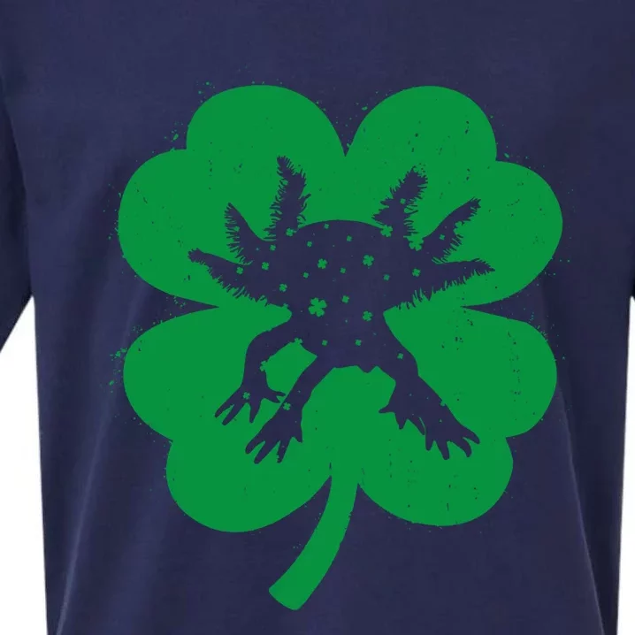 Axolotl Lover Irish Shamrock Leaf St PatrickS Day Cute Gift Sueded Cloud Jersey T-Shirt