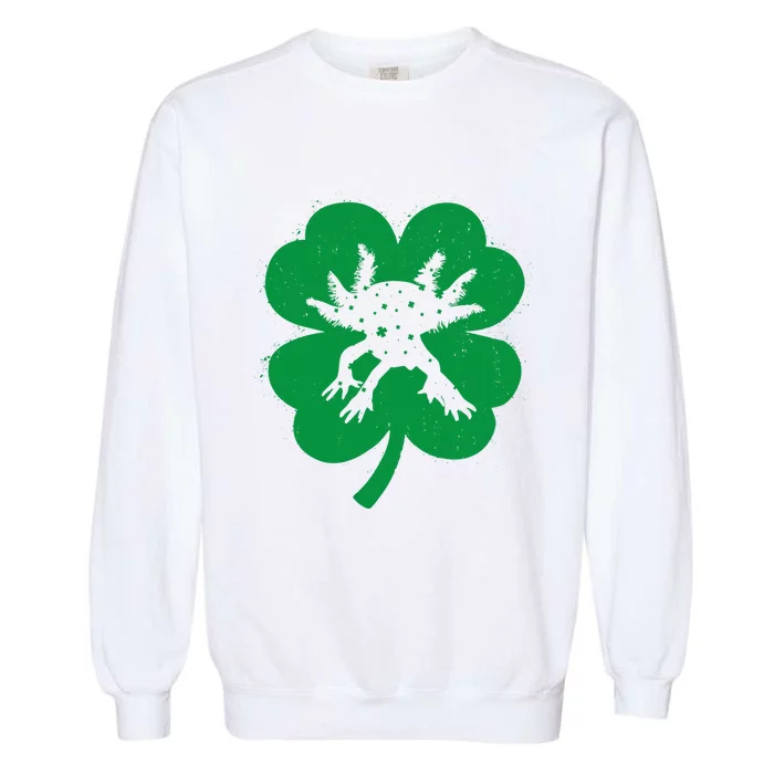 Axolotl Lover Irish Shamrock Leaf St PatrickS Day Cute Gift Garment-Dyed Sweatshirt