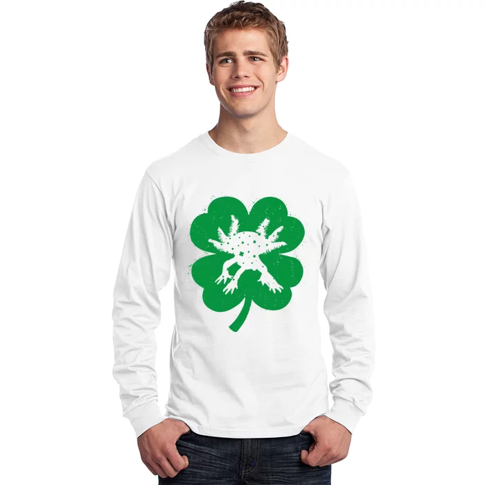 Axolotl Lover Irish Shamrock Leaf St PatrickS Day Cute Gift Long Sleeve Shirt