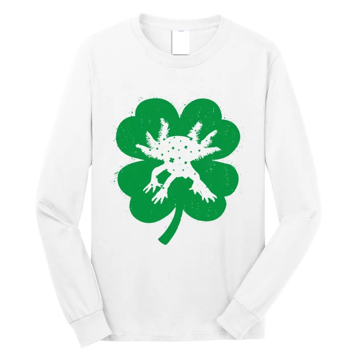 Axolotl Lover Irish Shamrock Leaf St PatrickS Day Cute Gift Long Sleeve Shirt