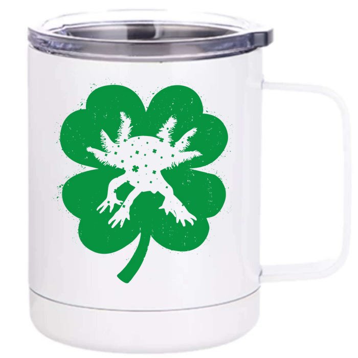 Axolotl Lover Irish Shamrock Leaf St PatrickS Day Cute Gift Front & Back 12oz Stainless Steel Tumbler Cup