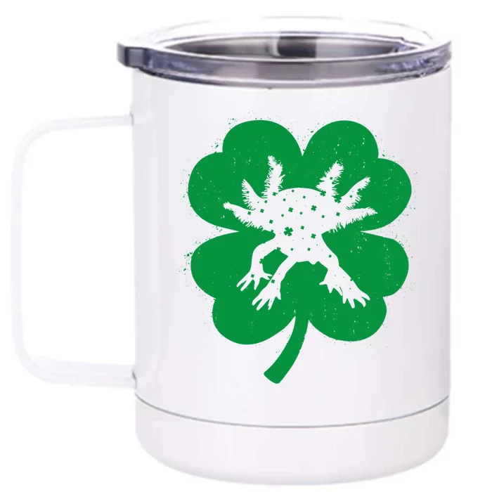 Axolotl Lover Irish Shamrock Leaf St PatrickS Day Cute Gift Front & Back 12oz Stainless Steel Tumbler Cup