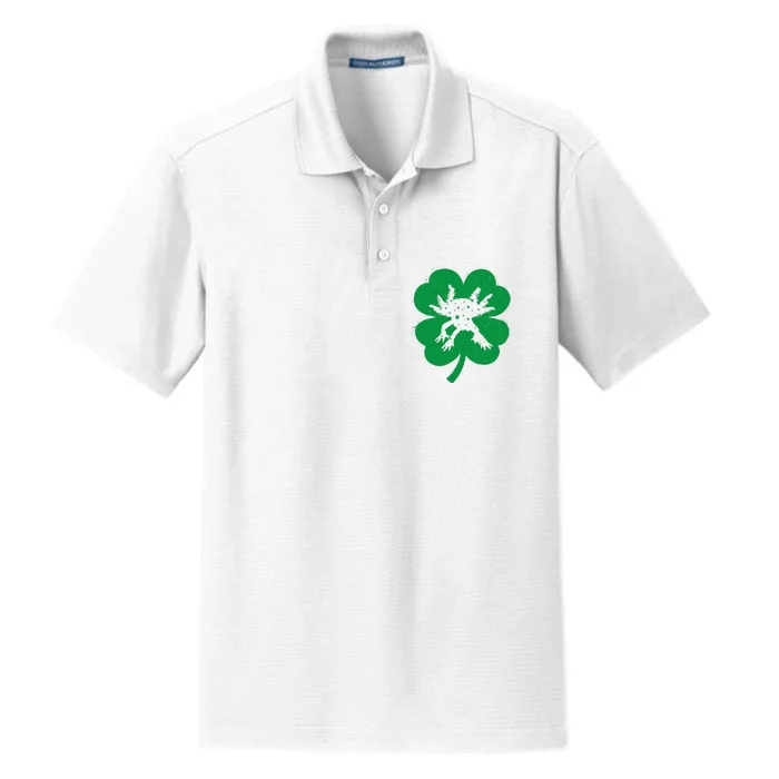 Axolotl Lover Irish Shamrock Leaf St PatrickS Day Cute Gift Dry Zone Grid Performance Polo