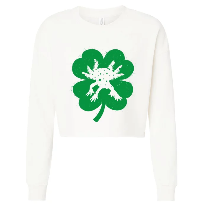 Axolotl Lover Irish Shamrock Leaf St PatrickS Day Cute Gift Cropped Pullover Crew