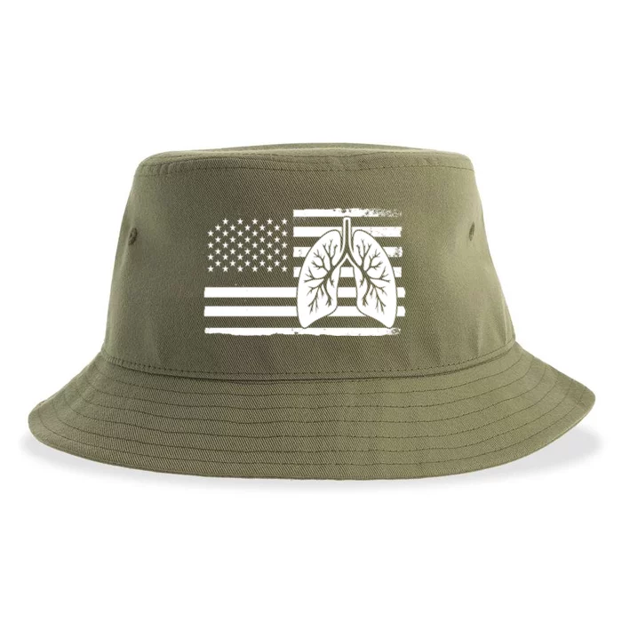 America Lung I Lung Therapy Fight Against Cancer Great Gift Sustainable Bucket Hat