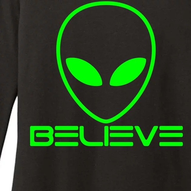 Alien Believe Funny Science Womens CVC Long Sleeve Shirt