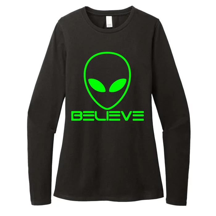 Alien Believe Funny Science Womens CVC Long Sleeve Shirt