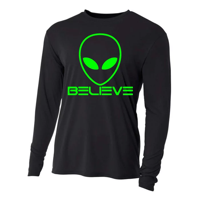 Alien Believe Funny Science Cooling Performance Long Sleeve Crew