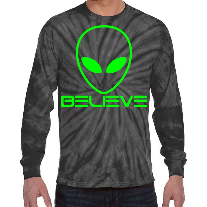 Alien Believe Funny Science Tie-Dye Long Sleeve Shirt