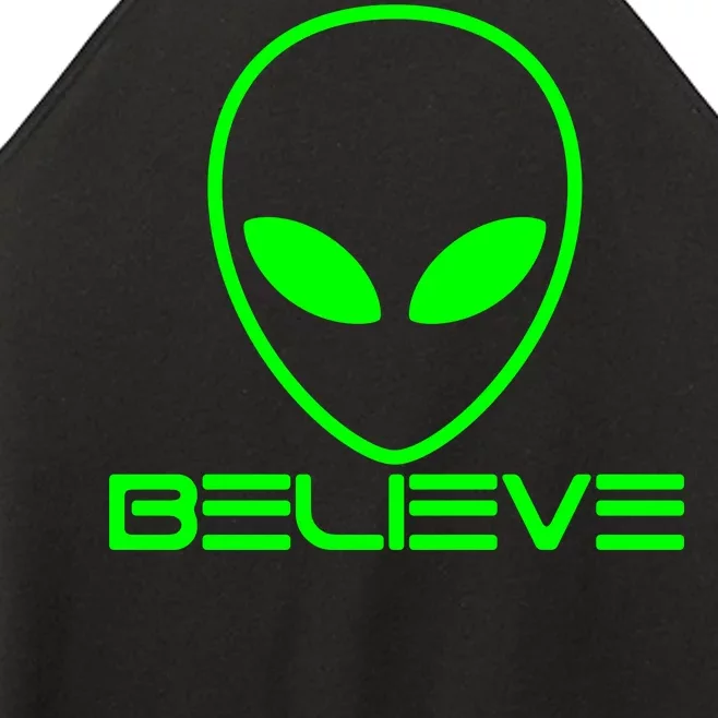 Alien Believe Funny Science Women’s Perfect Tri Rocker Tank