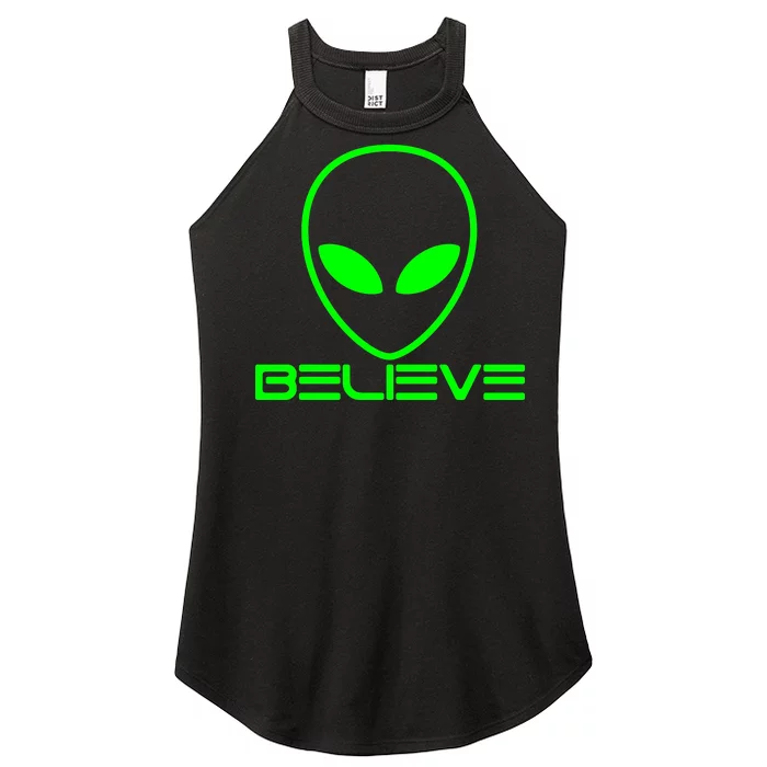 Alien Believe Funny Science Women’s Perfect Tri Rocker Tank