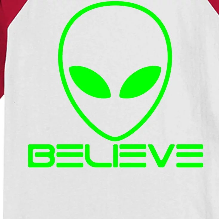 Alien Believe Funny Science Kids Colorblock Raglan Jersey