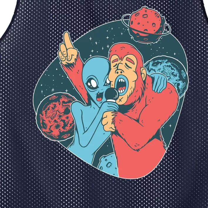 Alien Bigfoot Karaoke Mesh Reversible Basketball Jersey Tank