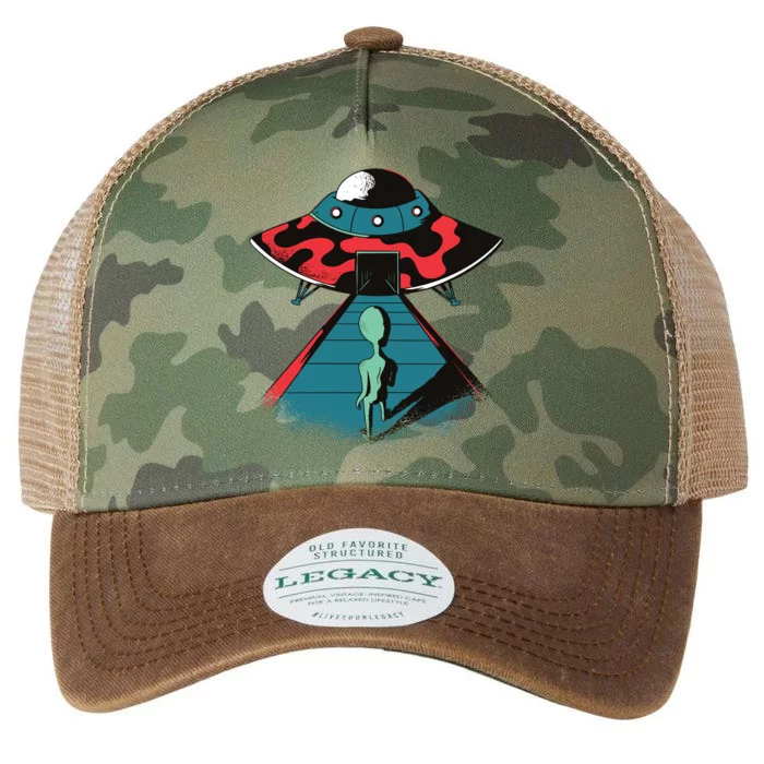 Alien Entering UFO Legacy Tie Dye Trucker Hat