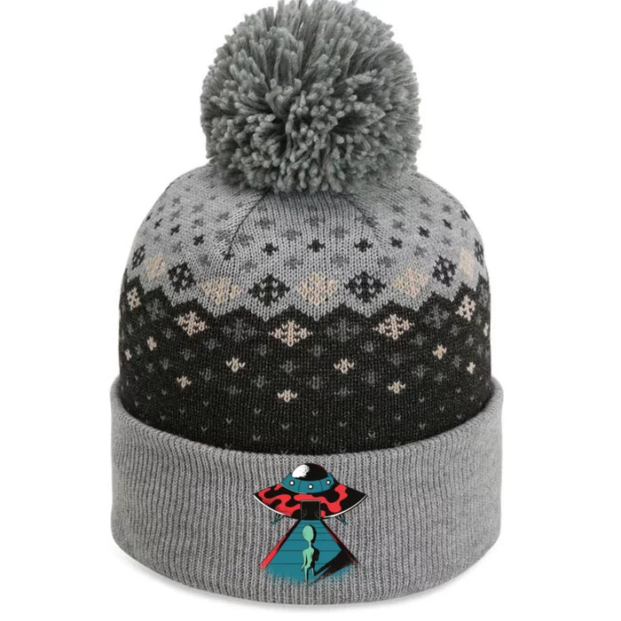 Alien Entering UFO The Baniff Cuffed Pom Beanie