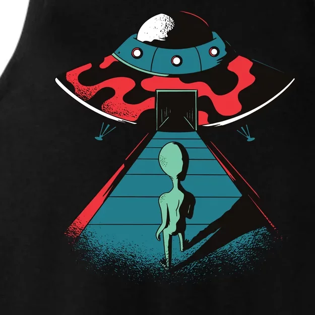 Alien Entering UFO Ladies Tri-Blend Wicking Tank