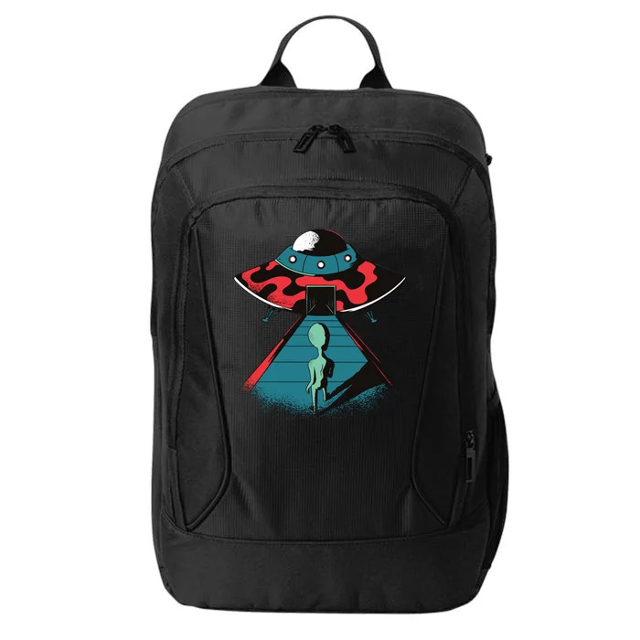 Alien Entering UFO City Backpack