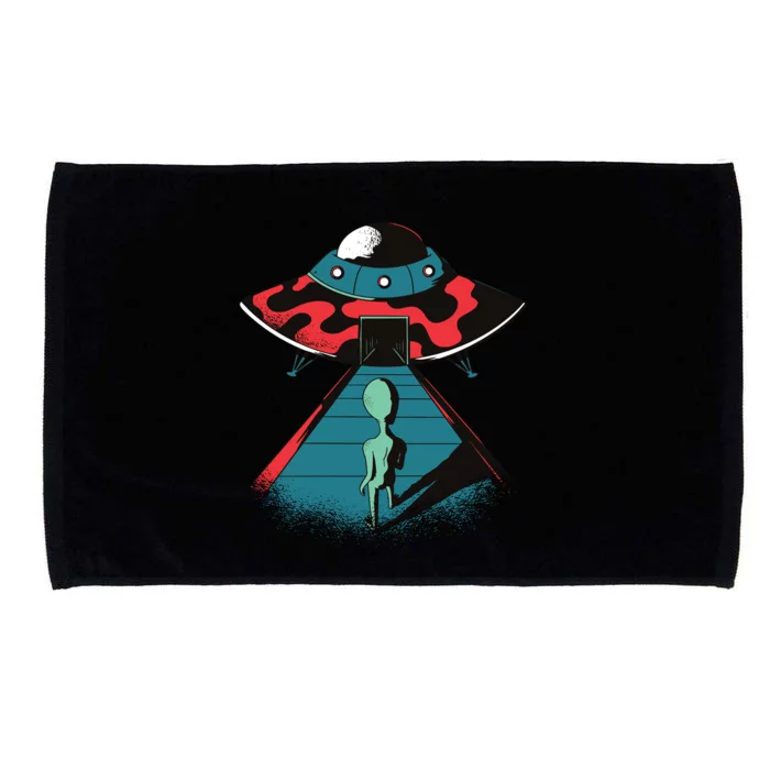 Alien Entering UFO Microfiber Hand Towel