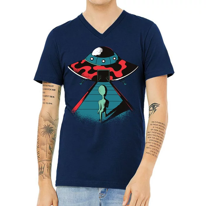 Alien Entering UFO V-Neck T-Shirt