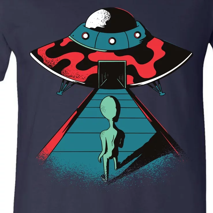 Alien Entering UFO V-Neck T-Shirt