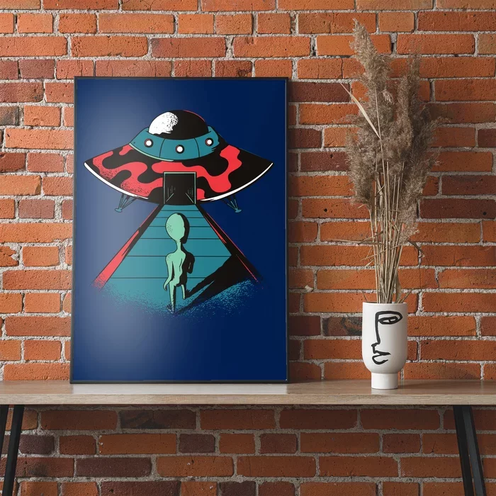 Alien Entering UFO Poster