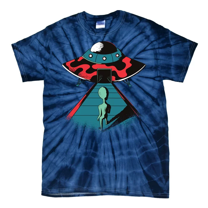 Alien Entering UFO Tie-Dye T-Shirt