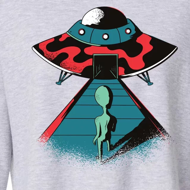 Alien Entering UFO Cropped Pullover Crew