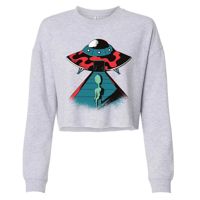 Alien Entering UFO Cropped Pullover Crew