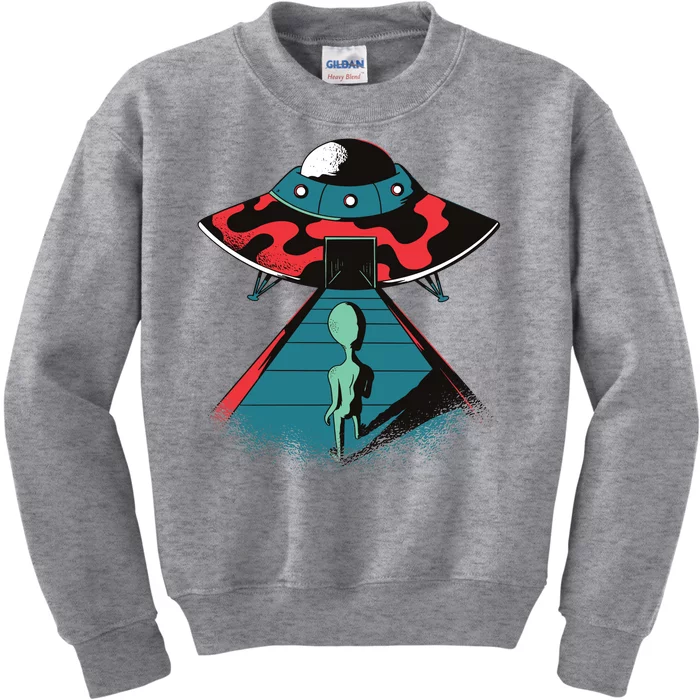 Alien Entering UFO Kids Sweatshirt