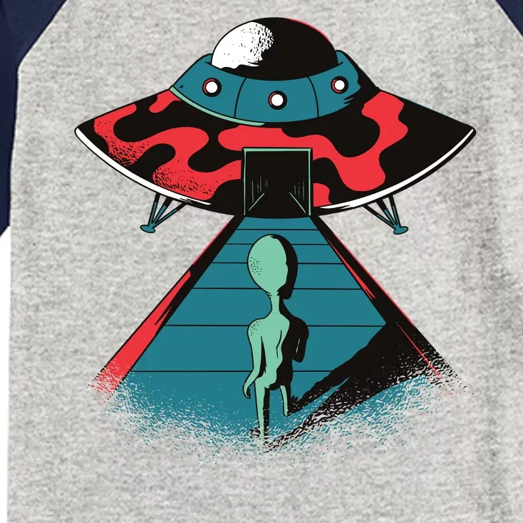 Alien Entering UFO Kids Colorblock Raglan Jersey