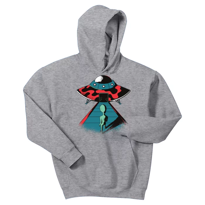 Alien Entering UFO Kids Hoodie