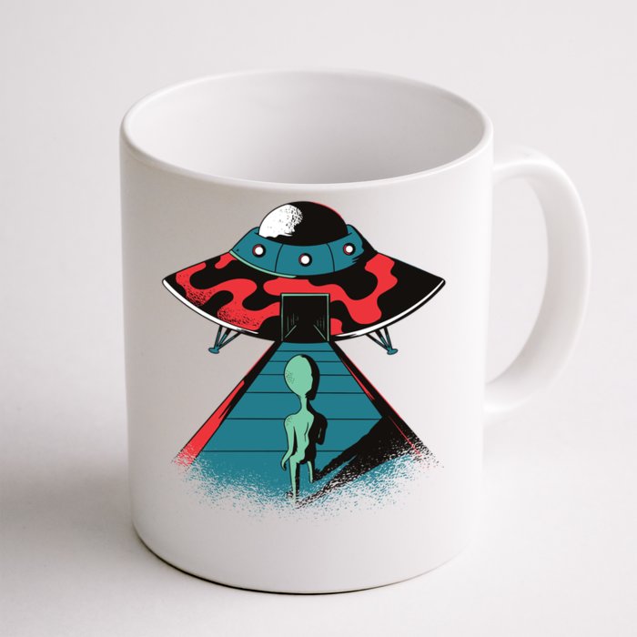 Alien Entering UFO Front & Back Coffee Mug