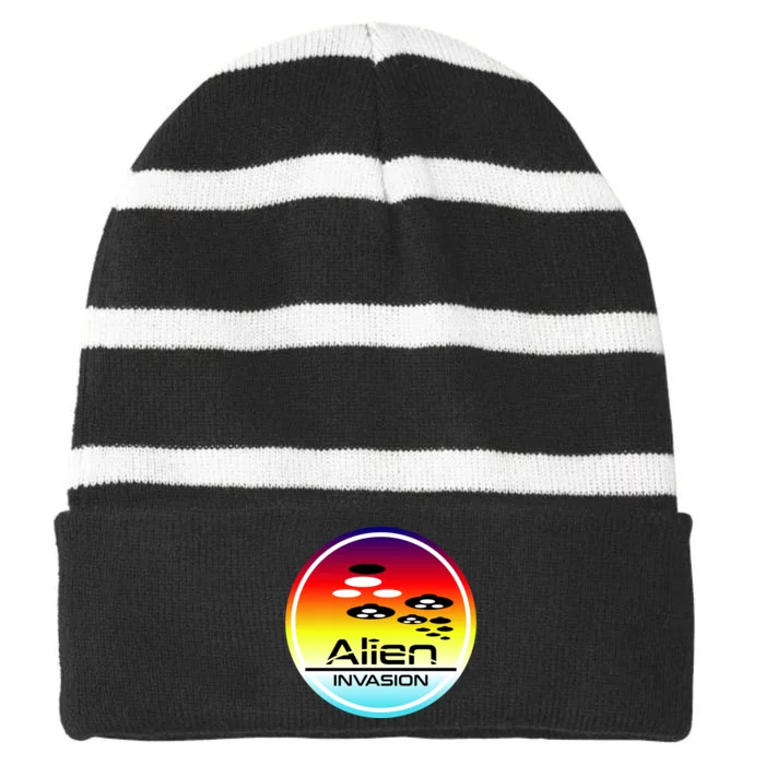 Alien Invasion Striped Beanie with Solid Band