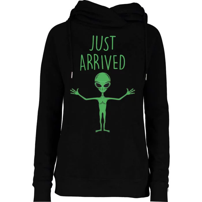 Alien Just Arrived Womens Funnel Neck Pullover Hood