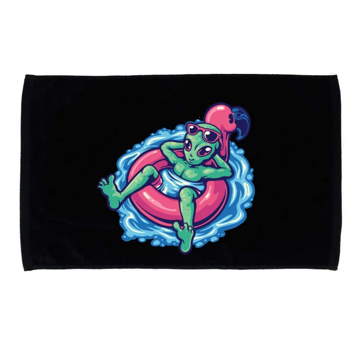 Alien On Flamingo Floaty Funny Microfiber Hand Towel