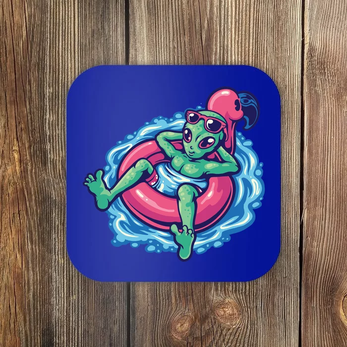 Alien On Flamingo Floaty Funny Coaster