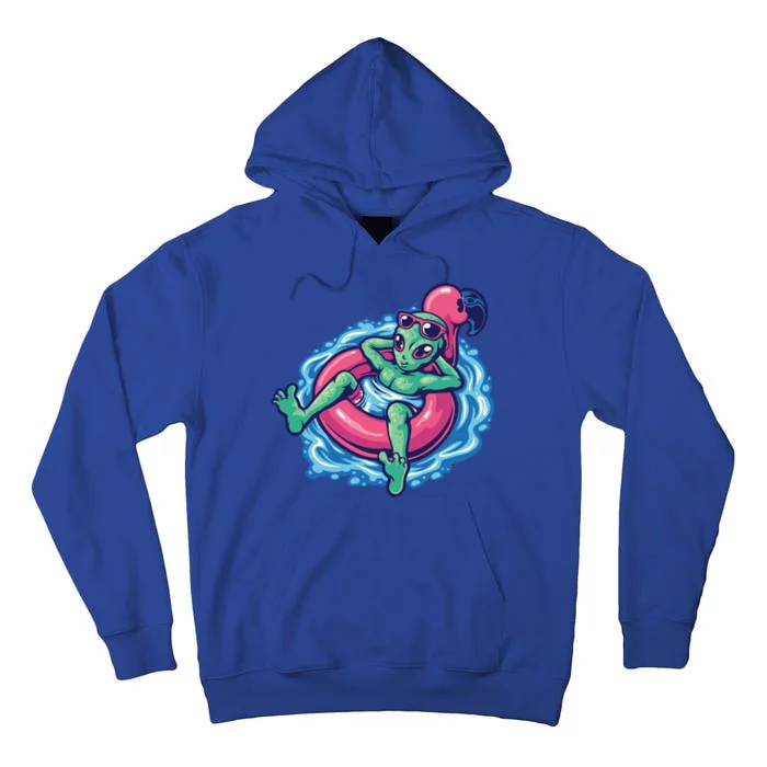 Alien On Flamingo Floaty Funny Tall Hoodie