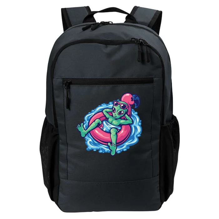 Alien On Flamingo Floaty Funny Daily Commute Backpack