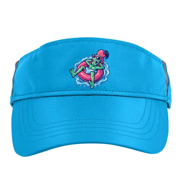 Alien On Flamingo Floaty Funny Adult Drive Performance Visor