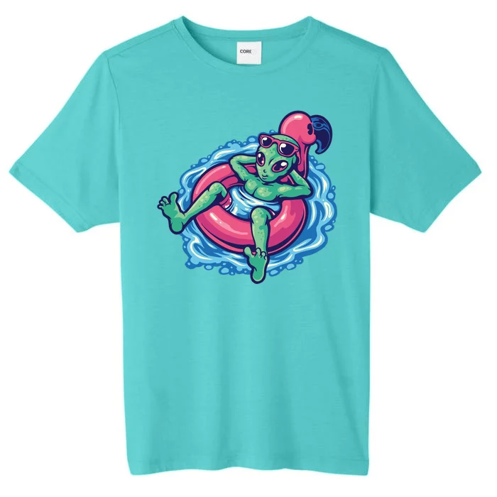 Alien On Flamingo Floaty Funny ChromaSoft Performance T-Shirt