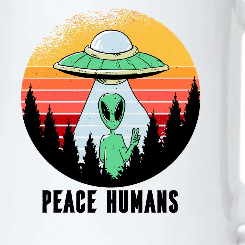 Alien Peace Humans Black Color Changing Mug