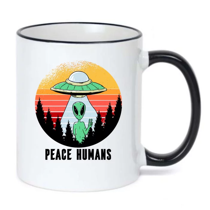 Alien Peace Humans Black Color Changing Mug