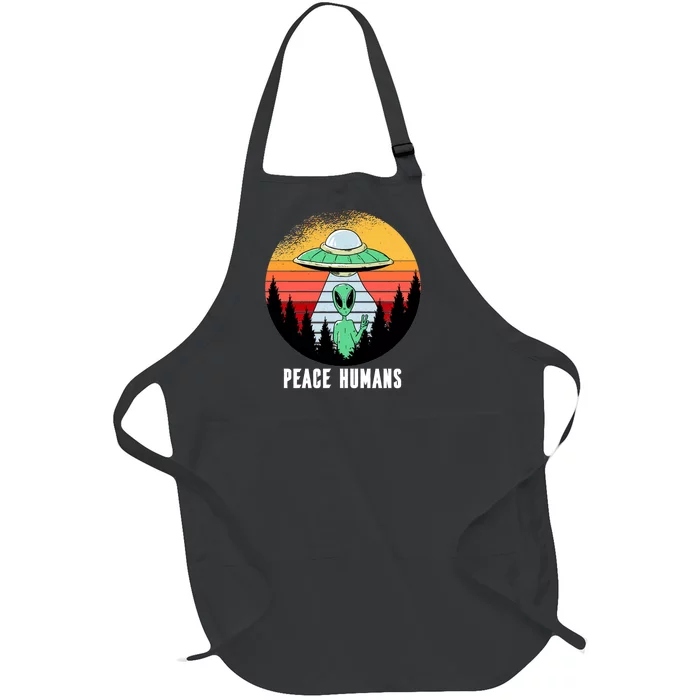 Alien Peace Humans Full-Length Apron With Pocket