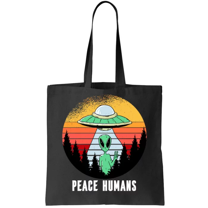 Alien Peace Humans Tote Bag