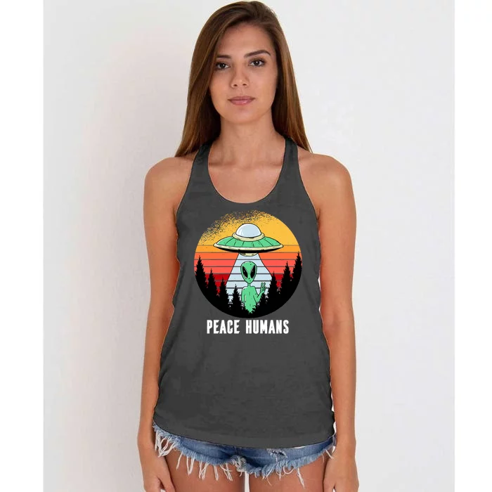 Alien Peace Humans Women's Knotted Racerback Tank